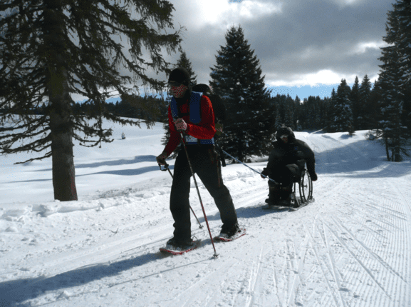 Wheelchair snowshoeing